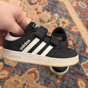Adidas Kids Black and White Velcro Sneakers